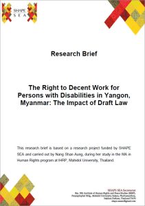 The Rights to Decent Work for Persons with Disabilities in Yangon,  Myanmar