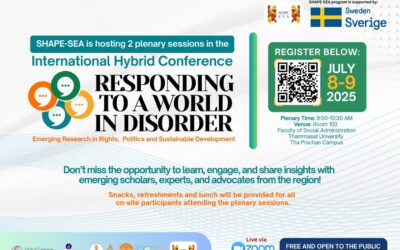 SHAPE-SEA to host two-expert led panel discussion in Responding to World in Disorder: Emerging Research in Rights, Politics and Sustainable Development