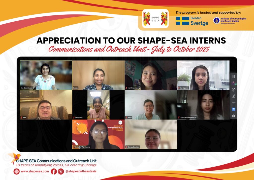 SHAPE-SEA Recognizes Interns’ Contributions to Amplify Human Rights and Peace Research in SEA