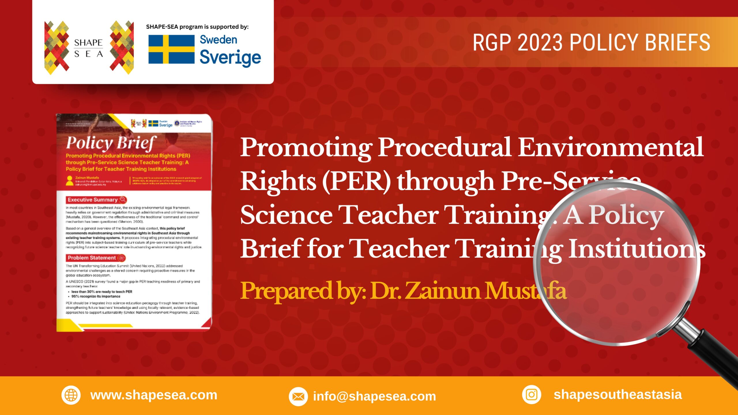 Promoting Procedural Environmental Rights (PER) through Pre-Service Science Teacher Training: A Policy Brief for Teacher Training Institutions