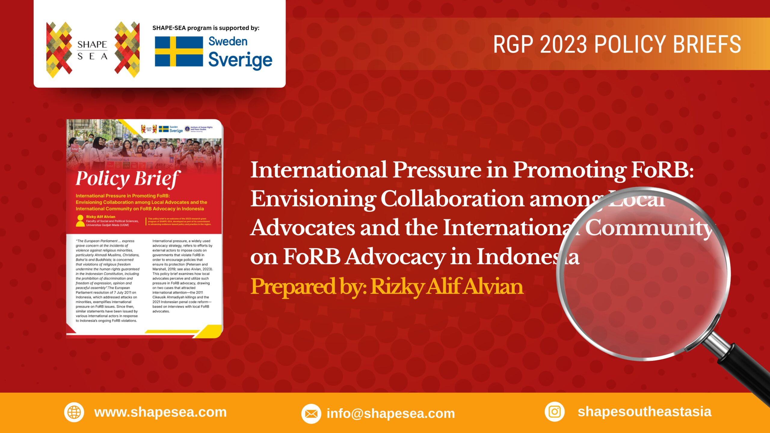 International Pressure in Promoting FoRB: Envisioning Collaboration among Local Advocates and the International Community on FoRB Advocacy in Indonesia