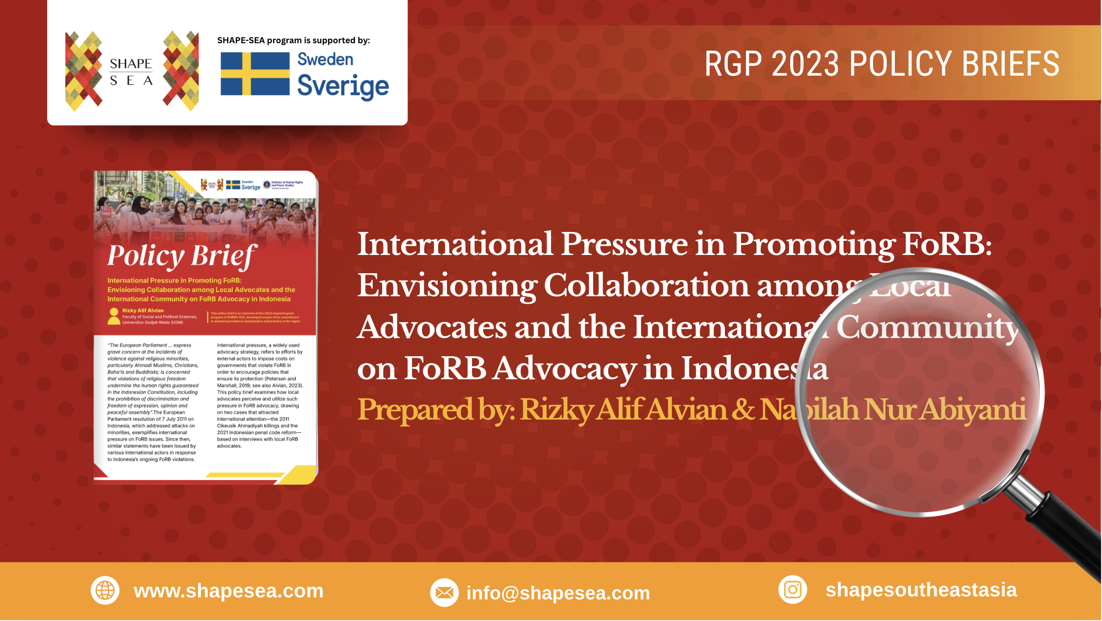 International Pressure in Promoting FoRB: Envisioning Collaboration among Local Advocates and the International Community on FoRB Advocacy in Indonesia